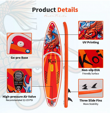 Sup board (Сапборд) Надувная доска KOI 11.6 (350*84*15) до 200кг(полный комплект)